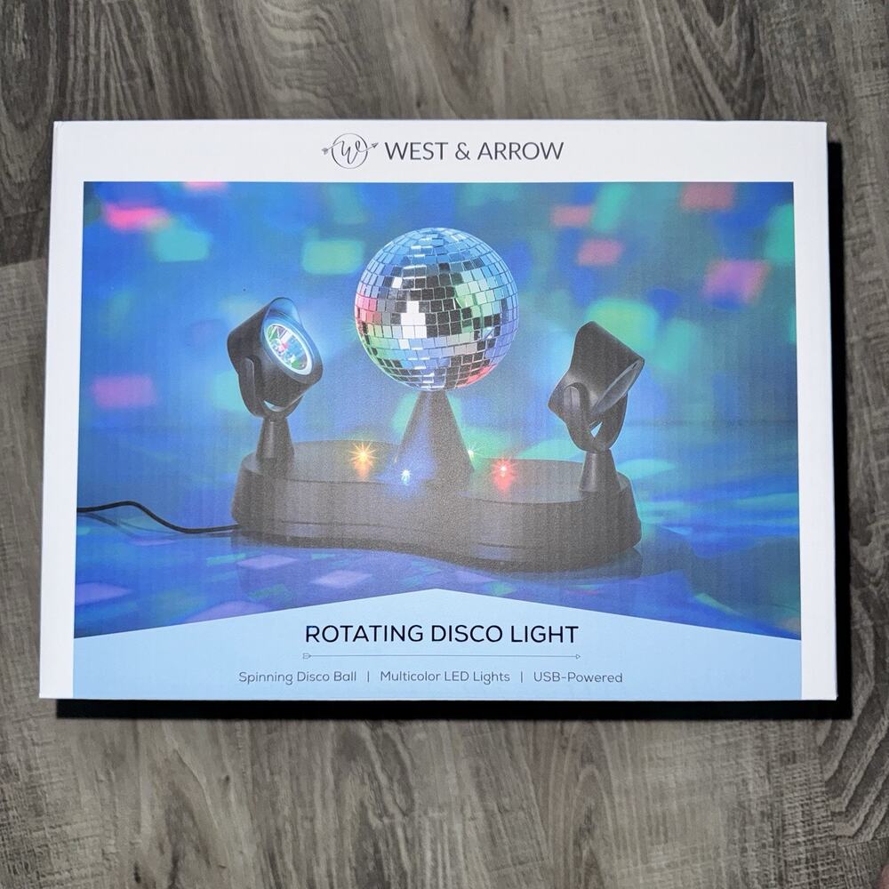 West & Arrow Rotating Disco Light LED Multicolor USB Powered 11 in Black